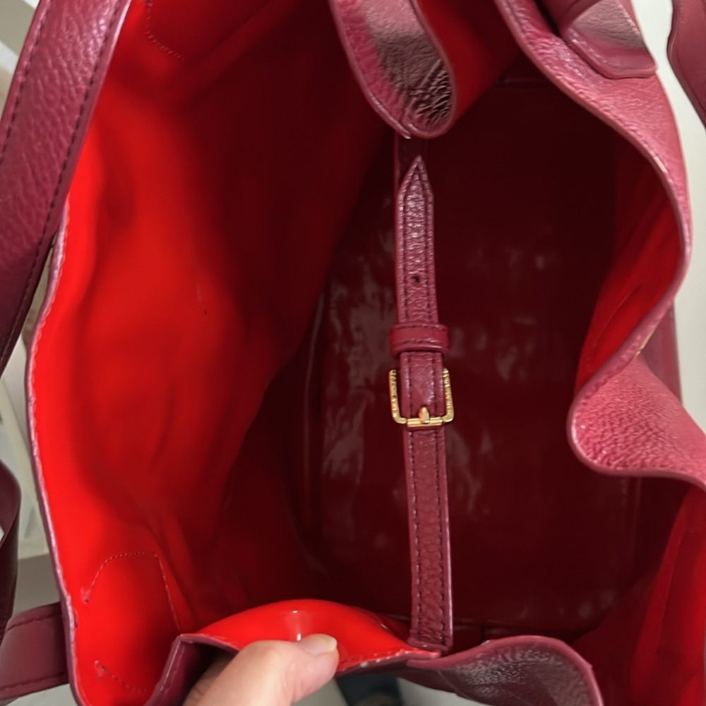 Tory Burch large tote duffle bag red pebbled leather - Picture 7 of 11